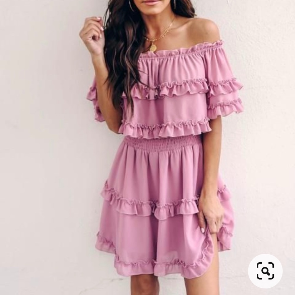 Vici Ballet Slippers Off The Shoulder Ruffle Dress - size small